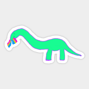 Pansexual  Longneck dinosaur with pan pride flag Sticker